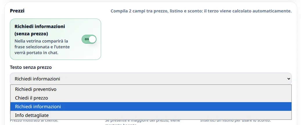 Schermata Fleety con opzioni avanzate articolo